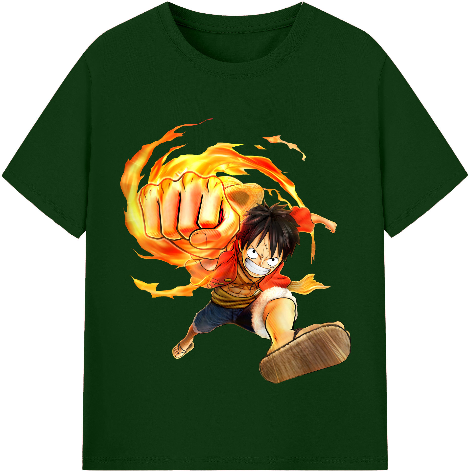 ワンピース モンキー・D・ルフィ ONE PIECE Monkey D. Luffy 綿100％半袖Tシャツ（フロントプリント）